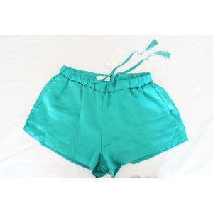 Orange Caramel Satin Tassel Green Shorts Size XS